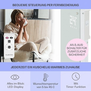 Klarstein Elektroheizung, Konvektorheizung mit Bodenrollen, mobile Elektroheizung, energiesparende, Bild 6