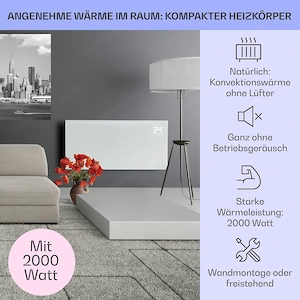 Klarstein Elektroheizung, Konvektorheizung mit Bodenrollen, mobile Elektroheizung, energiesparende, Bild 3