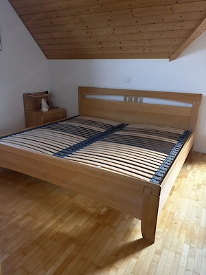 Doppelbett Birke teilmassiv geölt + 2x 100x200 Matratzen + Lattenrost Bild 2