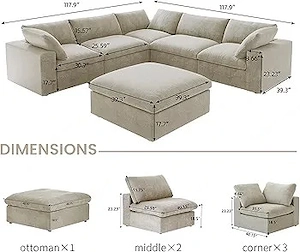 Cloud Couch, 408 cm (160,6 Zoll) modulares Ecksofa Bild 5
