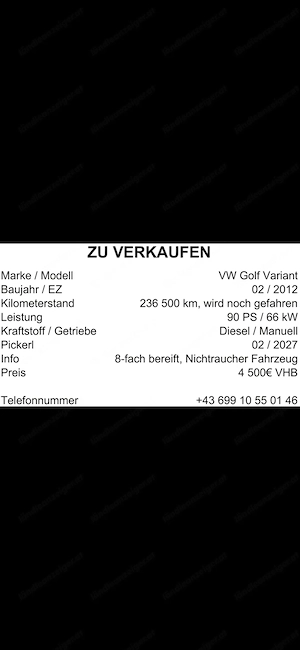 VW Golf Variant 2012 Bild 10