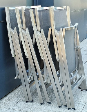 4x Gartenstuhl Edelstahl Teakholz verstellbar klappbar Bild 5