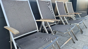 4x Gartenstuhl Edelstahl Teakholz verstellbar klappbar Bild 3
