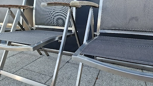4x Gartenstuhl Edelstahl Teakholz verstellbar klappbar Bild 2