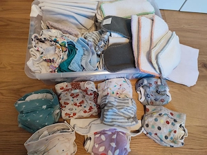 Großes Mehrwegwindel- Stoffwindelpaket   von Neugeborenen bis ca. 3 Jahre