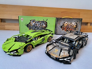 2er Set Klemmbausteine Sportwagen 1:14 Technik Autos inkl. Anleitung & Originalverpackung Bild 2