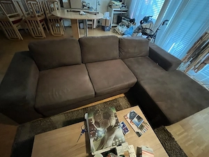 Braune L-Couch