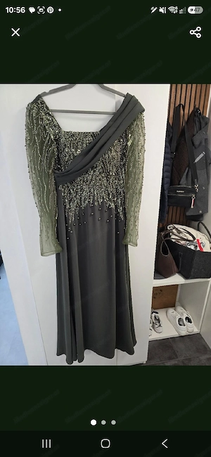 Abendkleid in Olivgrün   Größe 38 Bild 3