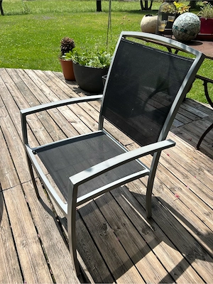 Tischgarnitur Alu Glastisch mit 4 Stühle für Terrasse Garten Outdoor