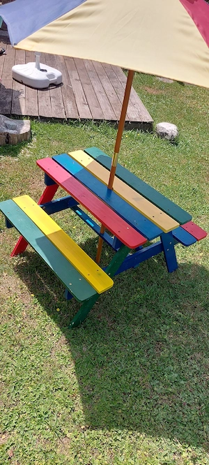Kinder Tisch Bank mit Schirm Bild 2