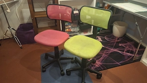 2x Kinder Bürostuhl Büro Sitz, Pink und Grün-Gelb, zwei Kinder Bürostühle, Höhenverstellbar Bild 4