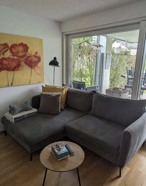Couch Sitzgarnitur Sofa mit Ottomane grau  Bild 2