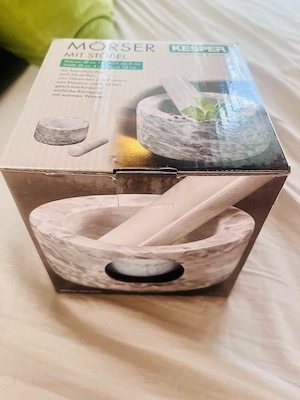 Mörser mit Stößel aus Marmor Bild 2