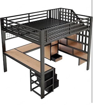 Hochbett mit Schreibtisch & Stauraum Bild 4