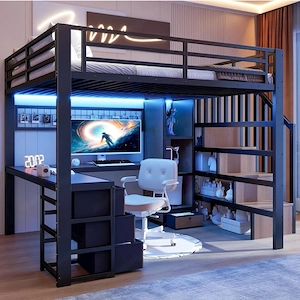Hochbett mit Schreibtisch & Stauraum Bild 8