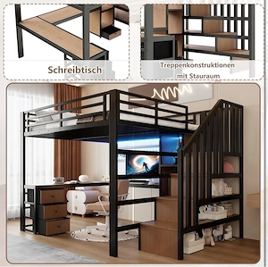 Hochbett mit Schreibtisch & Stauraum Bild 7
