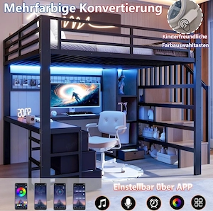 Hochbett mit Schreibtisch & Stauraum Bild 9