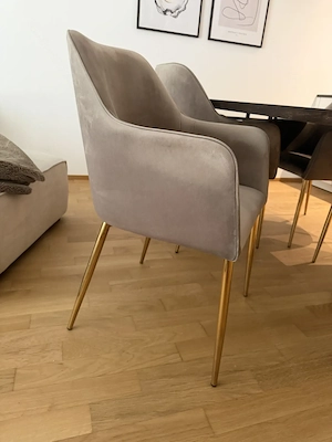 Esstisch mit Stühlen aus Samt Bild 5