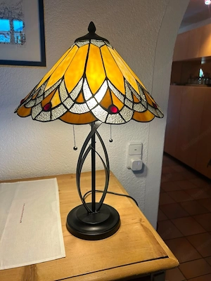 Tiffany Tischleuchte 5186 (amberfarbener Glasschirm) - Wie neu in OVP Bild 4