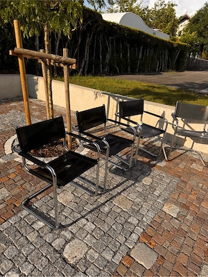 Freischwinger Stühle 4 Stück - Echtleder Made in Italy Bild 5