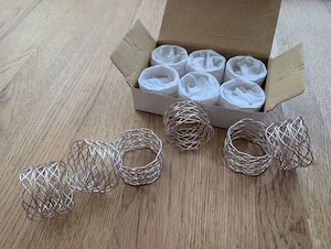Edle Serviettenringe Silber   12er Set (Geflecht-Optik,   5cm) NEU