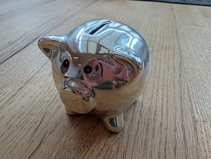Spardose Sparschwein Silber