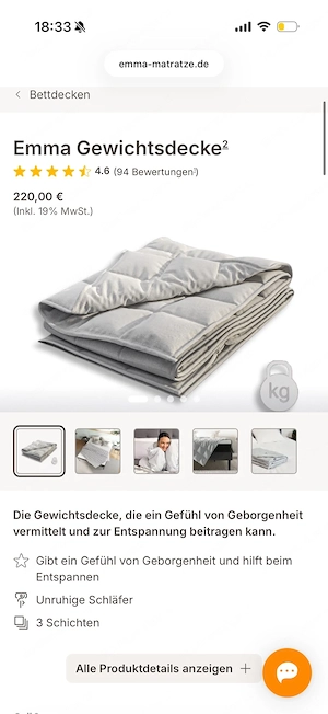 Emma Decke - Gewichtsdecke 150x200 NEU Bild 2