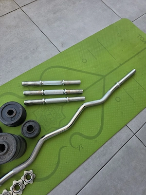 Hantelset 28,5 kg inkl. EZ-Stange & 3 Kurzhantelstangen Bild 2