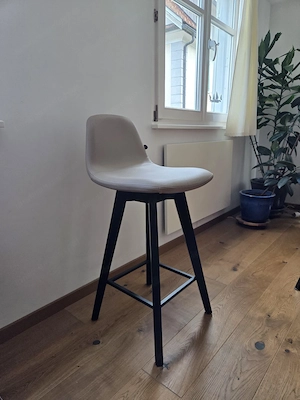 Barhocker Echtleder Premium Holzgestell kantig schwarz gebeizt NEU Bild 2
