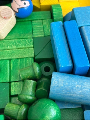 Bunte Holzbausteine mit Holzwagen 180Stück Bild 2