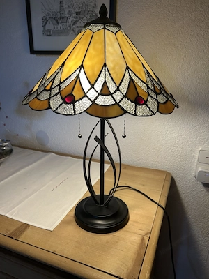 Tiffany-Stil Tischlampe | gelb weiß | NEU Bild 2