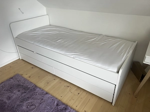 IKEA SLÄKT Kinderbett mit Ausziehbett & Stauraum   Weiß   Neuwertig Bild 2