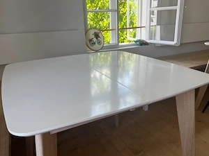 2x Miliboo LEENA Ausziehbare Esstische   Weiß Holz   Neuwertig Bild 4