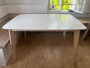 2x Miliboo LEENA Ausziehbare Esstische   Weiß Holz   Neuwertig Bild 9
