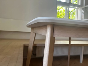 2x Miliboo LEENA Ausziehbare Esstische   Weiß Holz   Neuwertig Bild 5