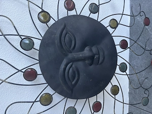 Große Deko Metallsonne mit bunten Glassteinen Bild 2