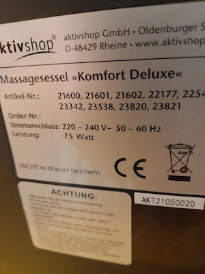 Massagesessel  Komfort Deluxe  Bild 2
