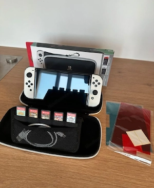 Nintendo Switch Weiß OLED + Pro Controller + 5 Spiele | OVP Bild 2