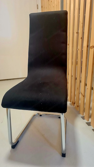 3 Stühle, Schwingstuhl mit schwarzem Stoffüberzug Bild 2