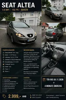 seat Altea 1.6 MPI   102 PS 