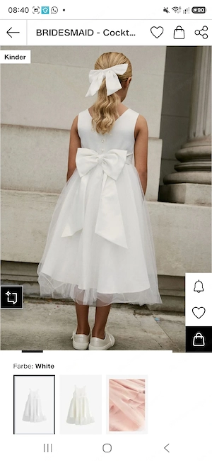Brautjungfernkleid weiß   Gr. 110   Wie NEU! Bild 3