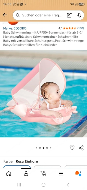 Baby Schwimmring mit Sonnendach Bild 5