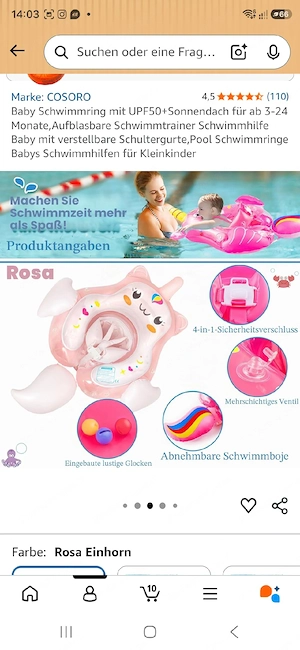 Baby Schwimmring mit Sonnendach Bild 4