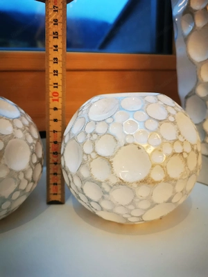Moderne Keramikvase "Gaps" mit 2 Teelichthaltern   Weiß Silber   3-teiliges Set Bild 2