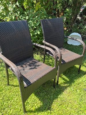 4 wetterfeste Polyrattan Gartenstühle   Gartensessel Bild 5
