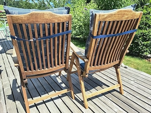 2 Hochlehner aus Teakholz Bild 4