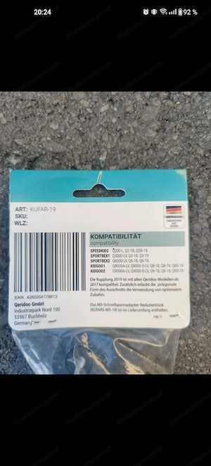 Kupplung Fahrradanhänger Qeridoo  Bild 2