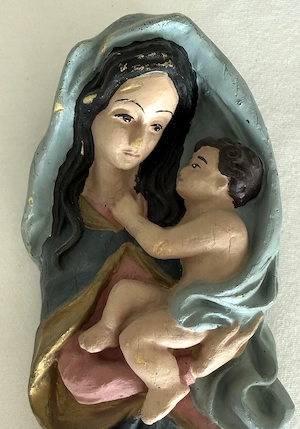 Edle Madonna Figur mit Kind zum Aufhängen geeignet  Bild 5