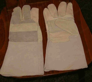 fünf Finger Schweißhandschuhe aus Rindleder  35 cm Spaltstulpe Bild 2