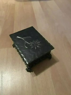 Metall-Schmuckdose mit Edelweiß-Motiv - rustikales Design